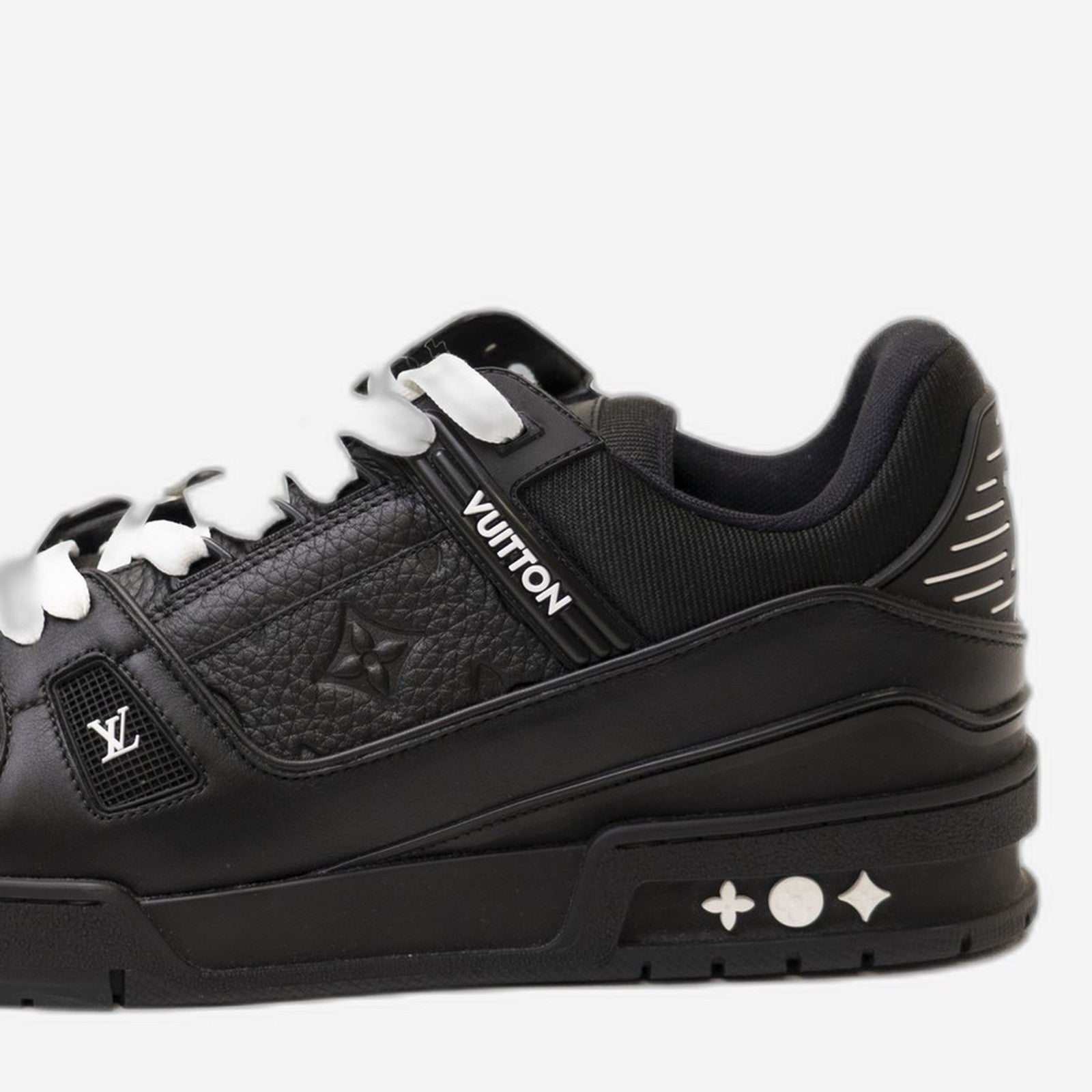 LV Louis Vuitton Sneaker Trainer Black, Monogramm Sohle Weiss – Heel